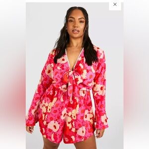 Boohoo Pink Floral Romper